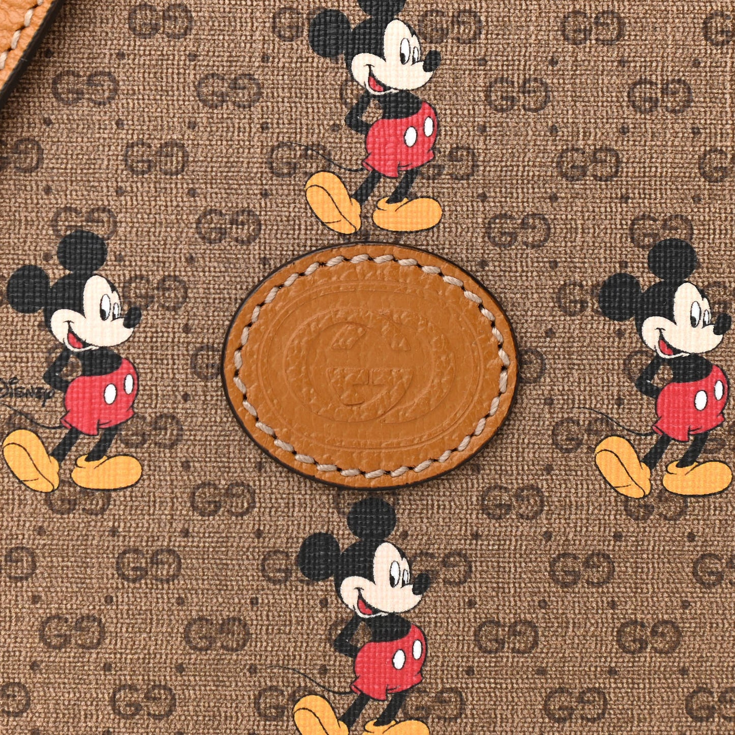 X DISNEY Mini Vintage GG Supreme Monogram Mickey Mouse Round Shoulder Bag Beige Vintage Sun Oil