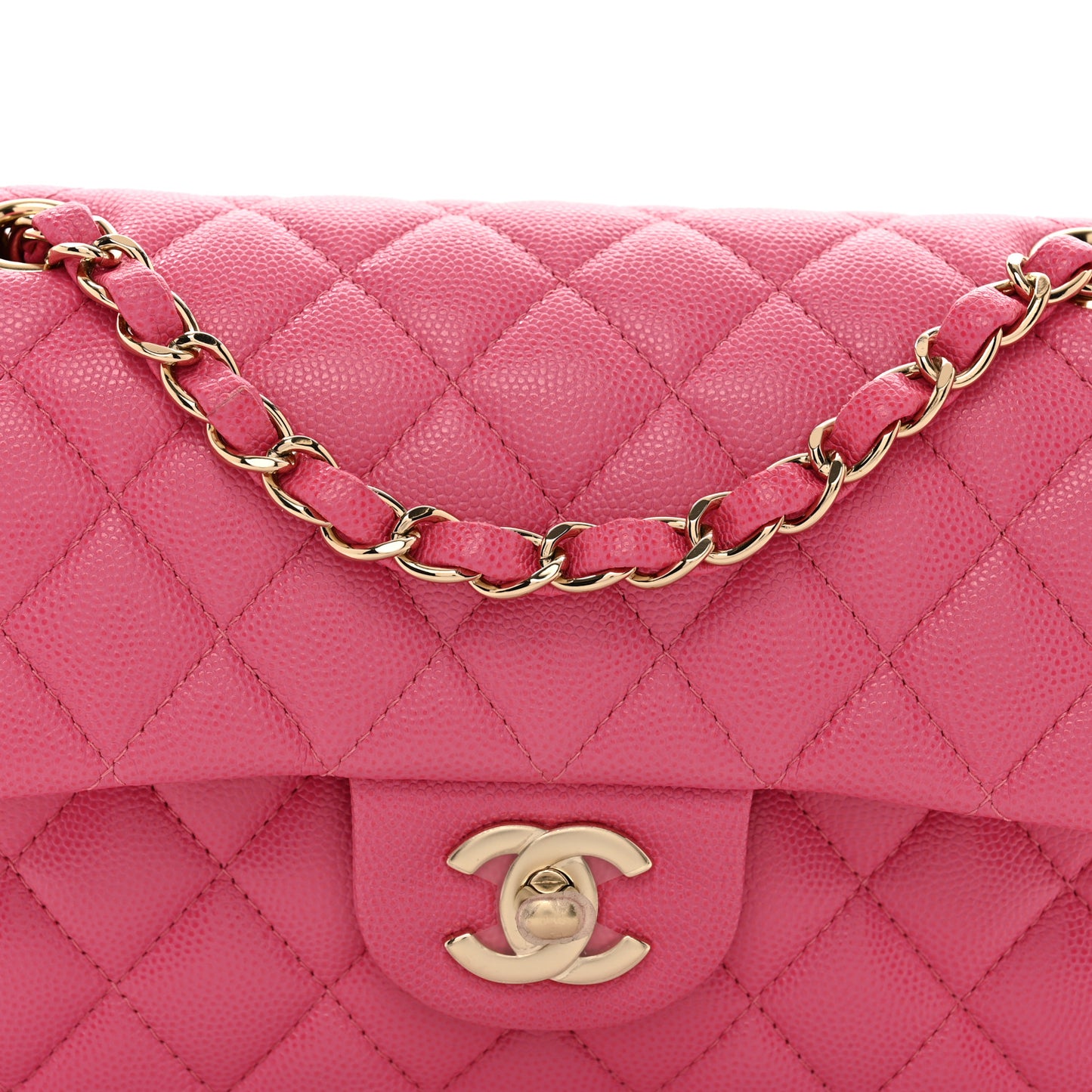 Caviar Quilted Small Double Flap Pink