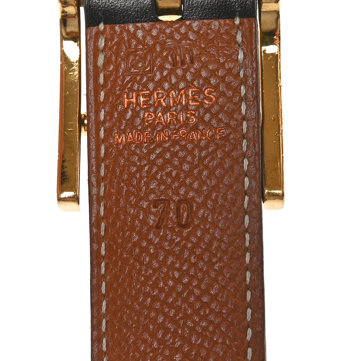 Hermes Courchevel Box Hapi Belt 70 28 Black Gold 3 of 7