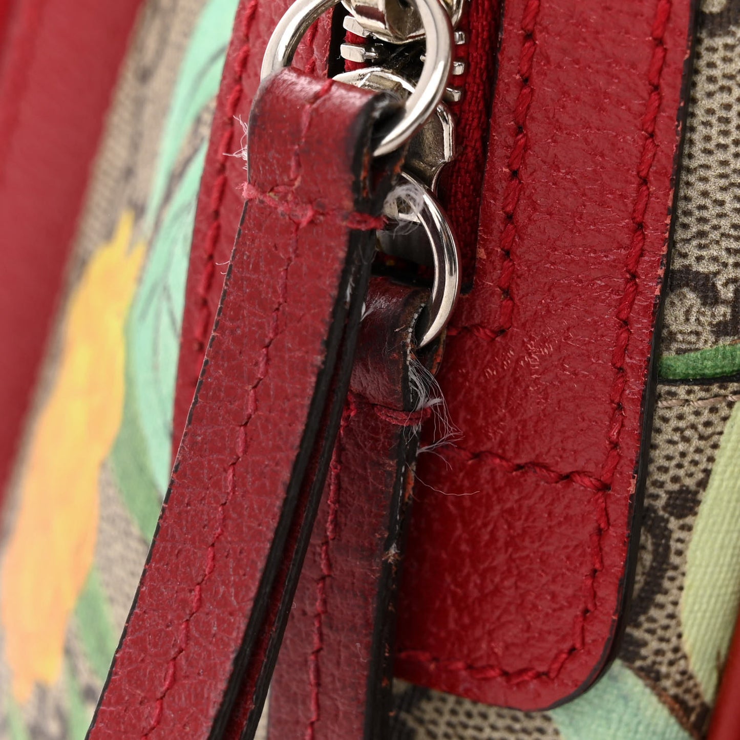 GG Supreme Monogram Tian Web Small Day Backpack Beige Multicolor Red