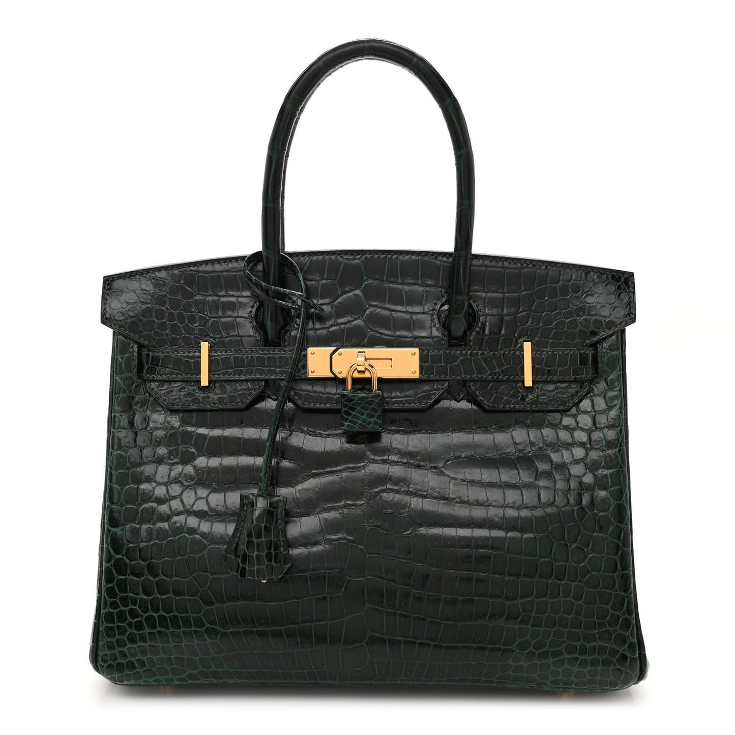 Shiny Porosus Crocodile Birkin 30 Vert Fonce