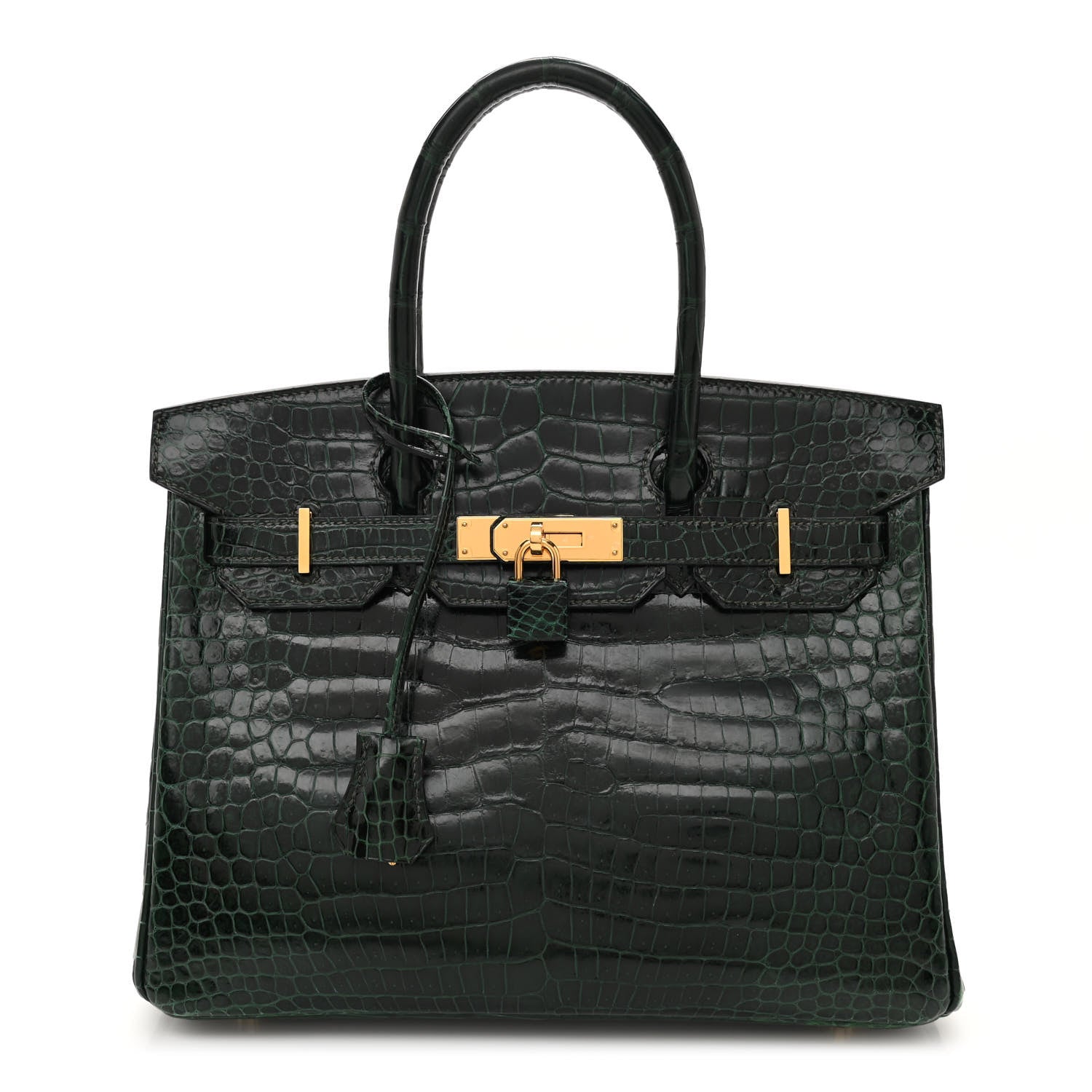 Hermes Shiny Porosus Crocodile Birkin 30 Vert Fonce 1 of 13