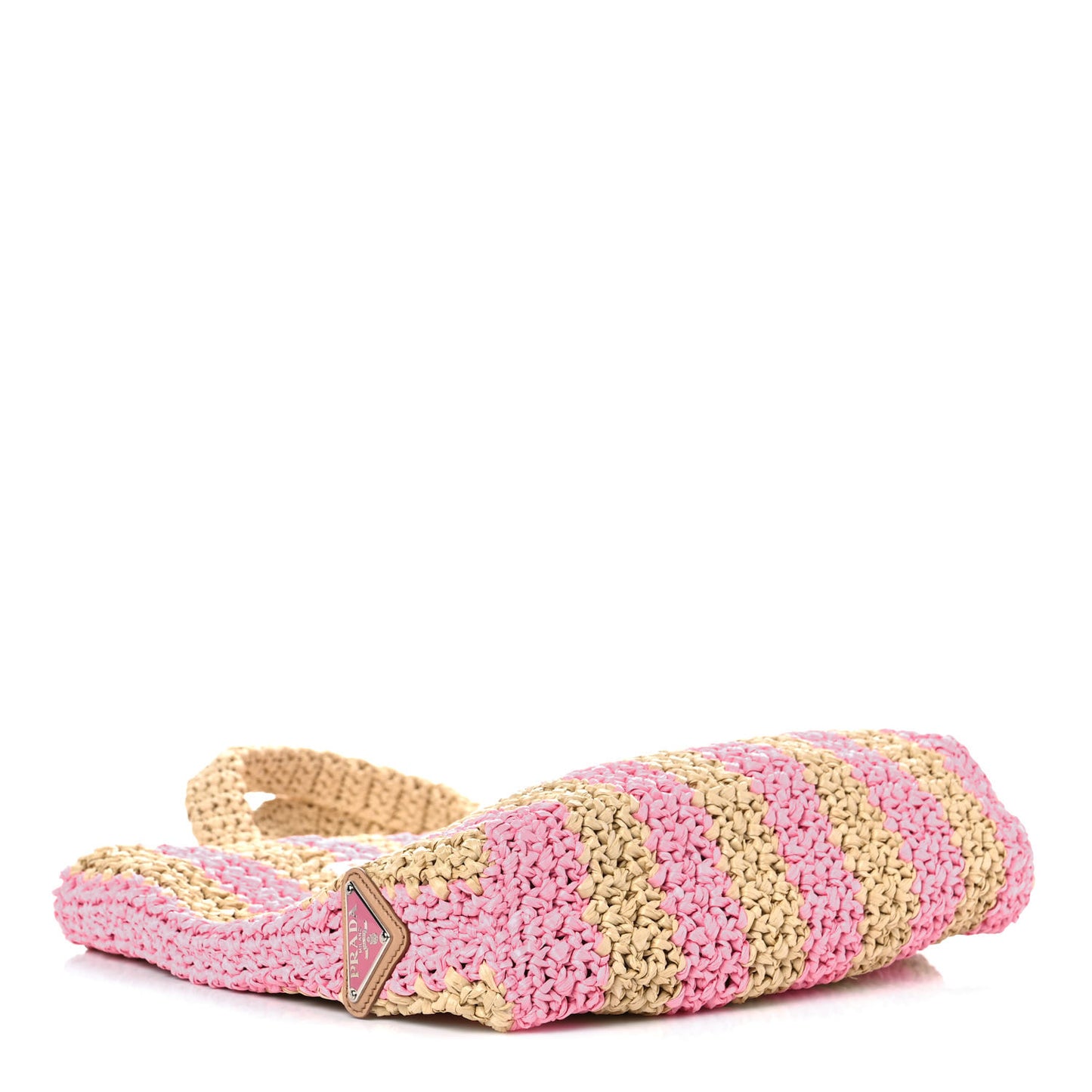 Yarn Raffia Effect Crochet Striped Small Logo Tote Naturale Petalo