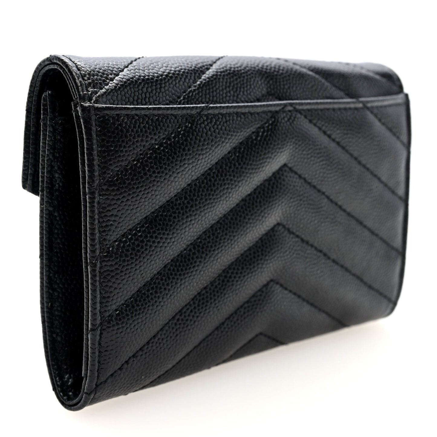 Grain De Poudre Matelasse Chevron Small Monochome Monogram Envelope Wallet Black