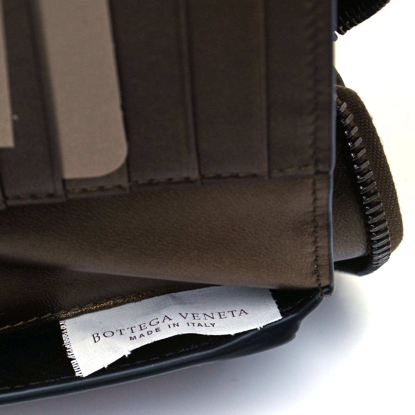 Metallic Nappa Intrecciato Zip Around Wallet Dark Copper