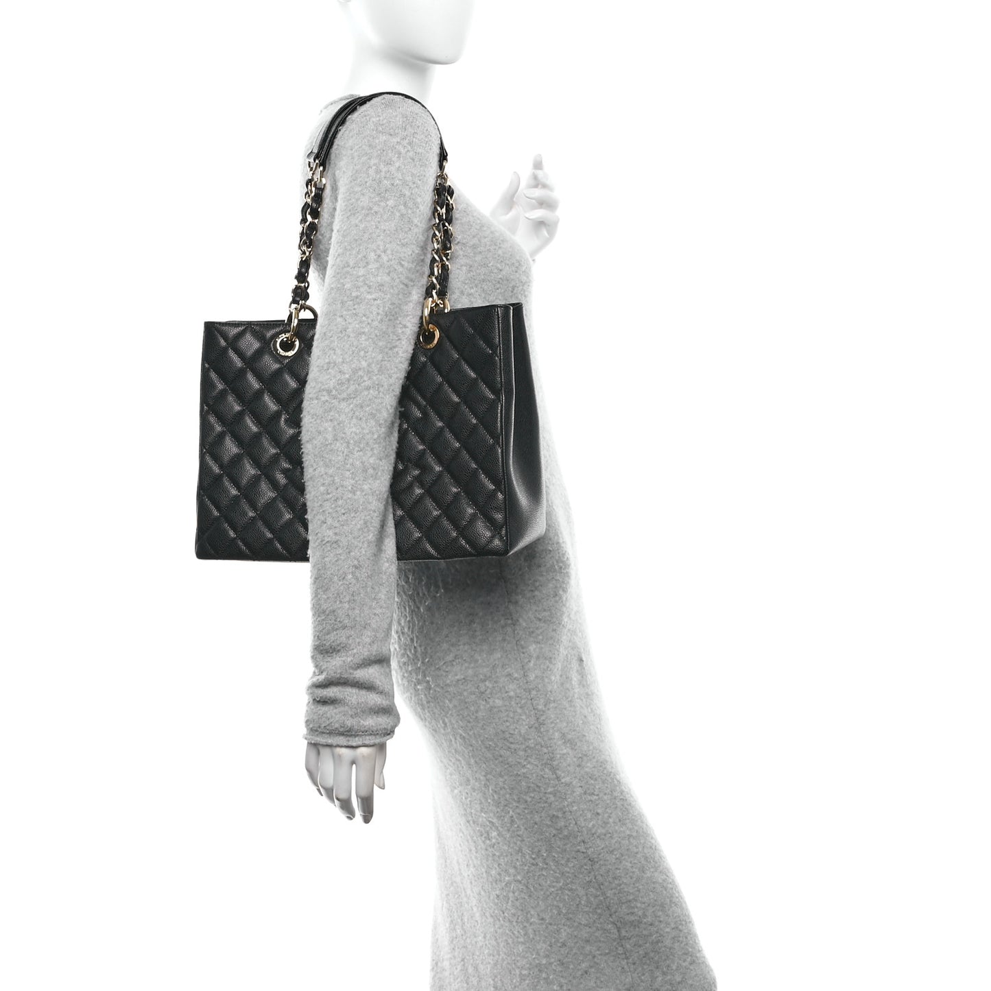 Caviar Quilted Grand Shopping Tote GST Black