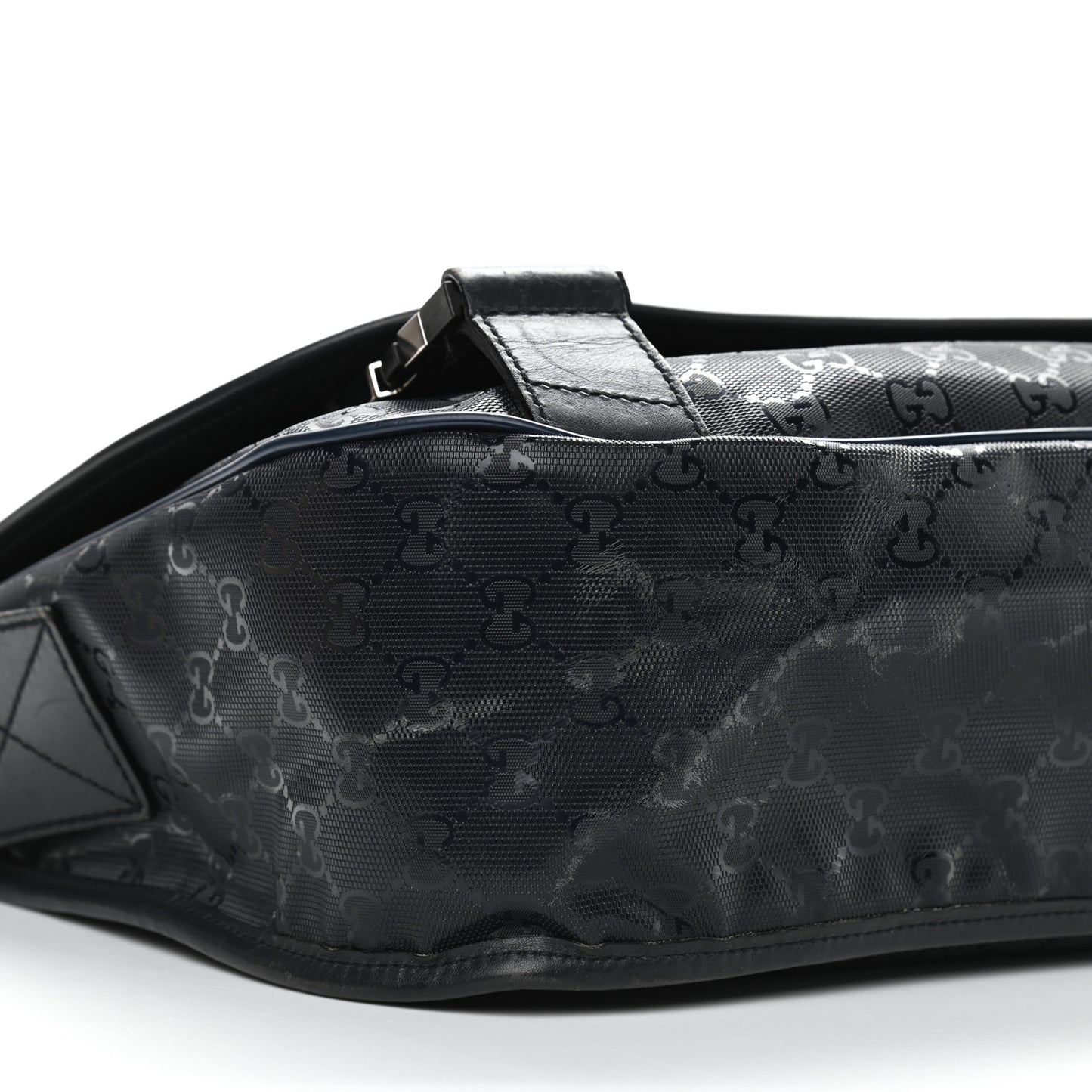 Imprime Monogram Medium Double Buckle Flap Messenger Bag Navy