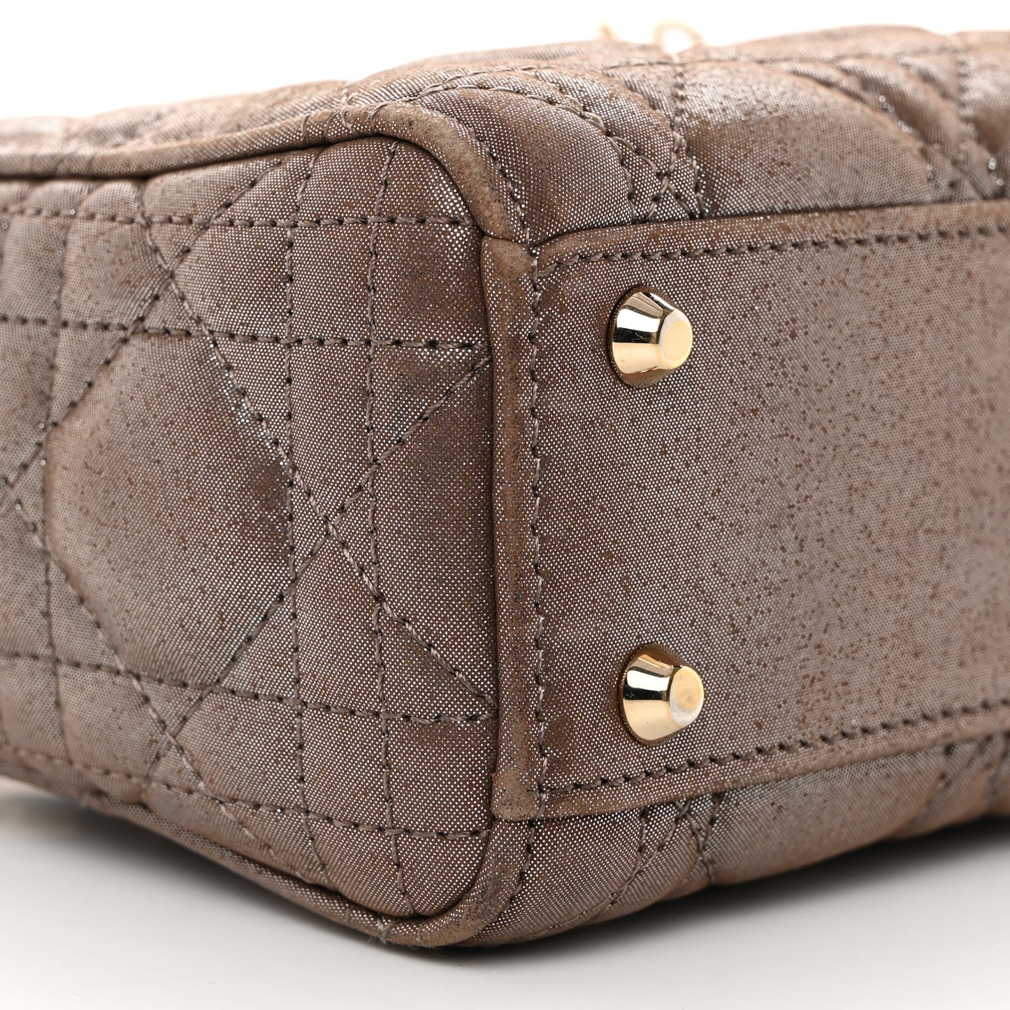 Metallic Calfskin Cannage Mini Lady Dior Brown