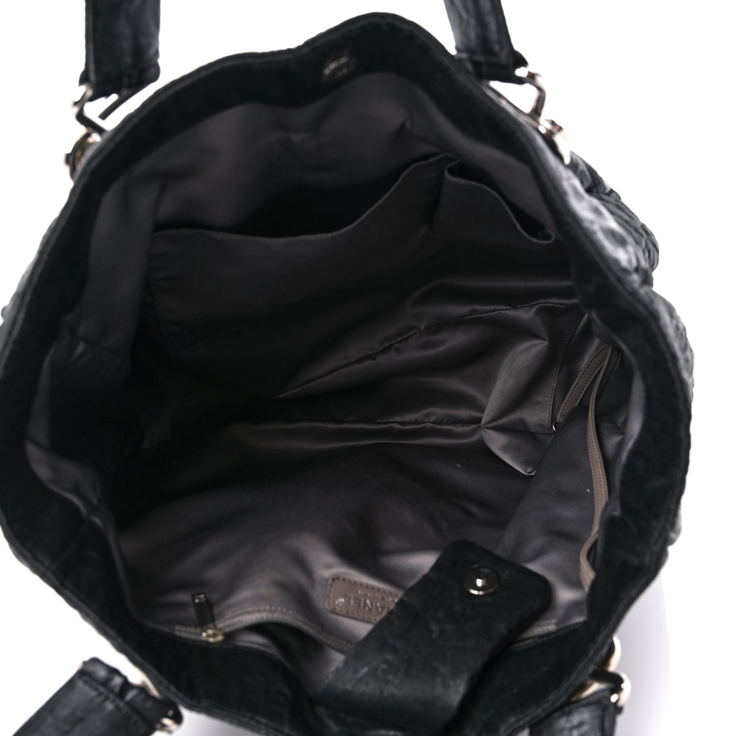 Crinkled Coated Canvas Le Marais Large Tote Black