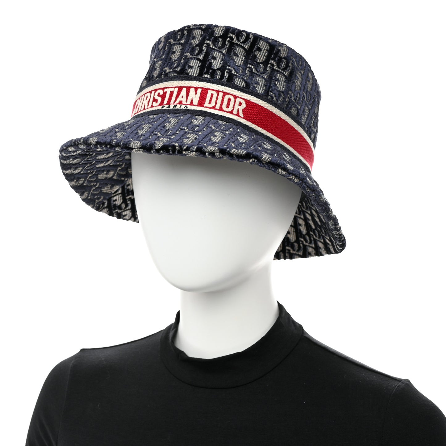 Velvet Oblique Large Brim Bucket Hat 58 Bleu Red