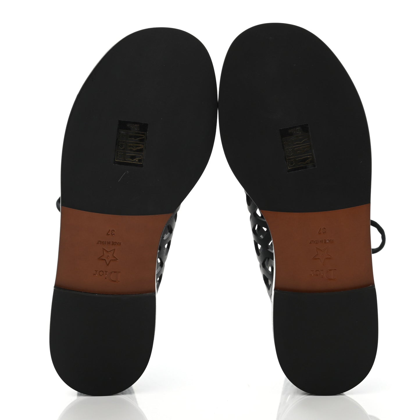 Calfskin D-Trap Sandals 37 Black