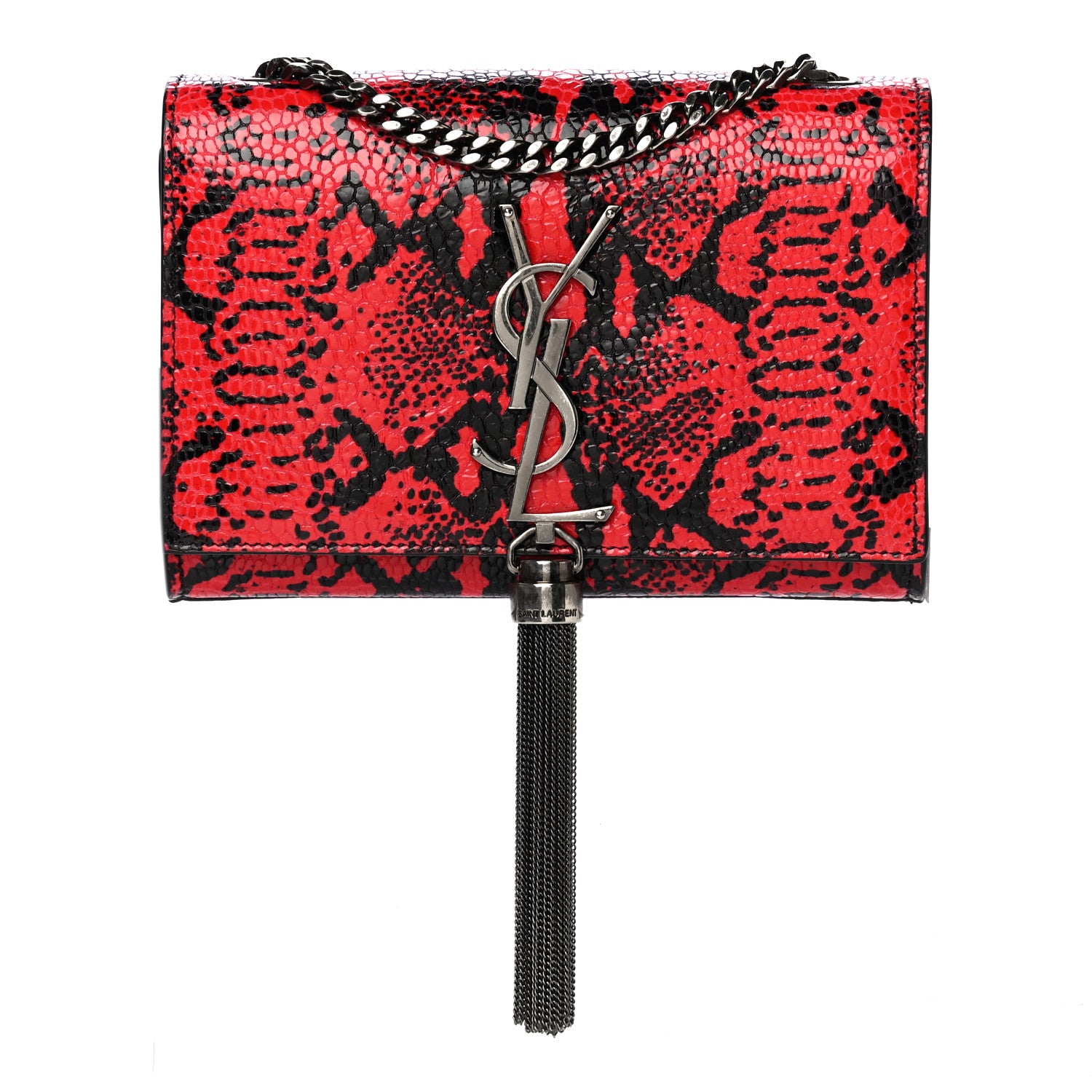 Saint Laurent Calfskin Snakeskin Embossed Small Classic Monogram