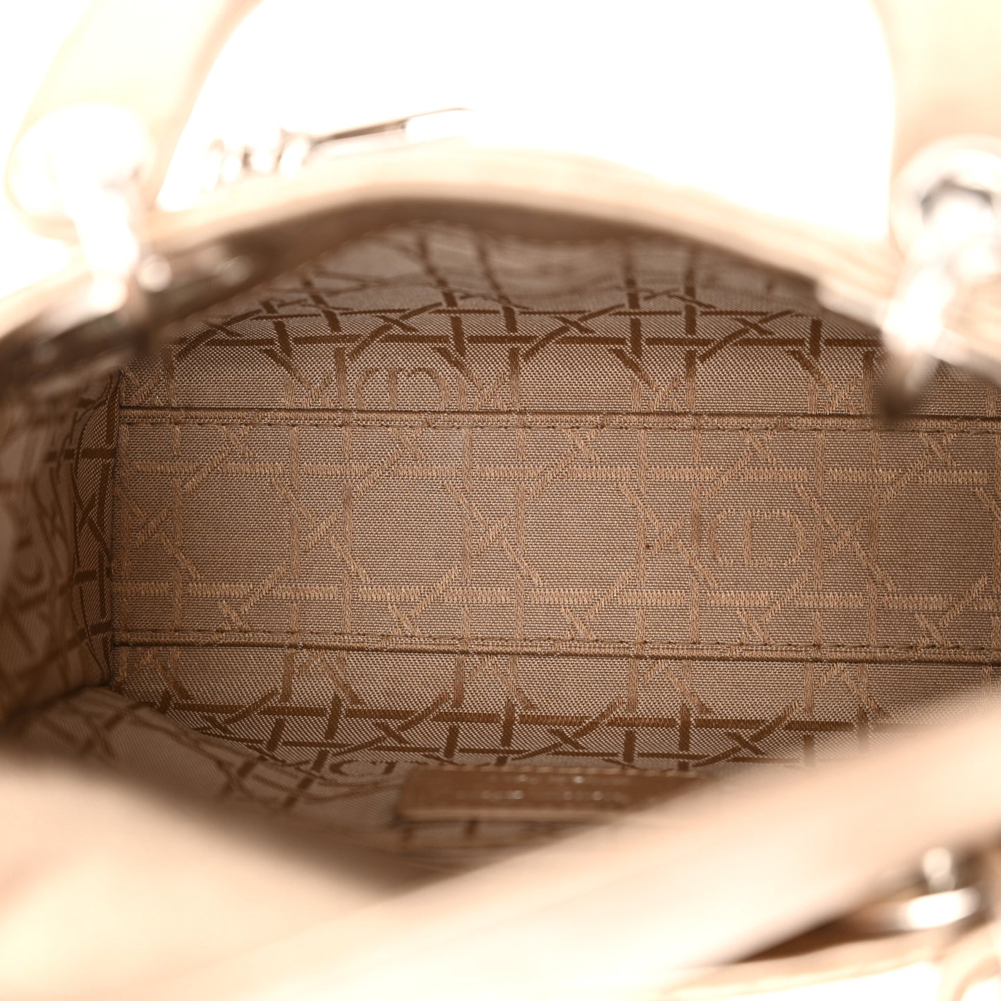 Metallic Lambskin Cannage Mini Lady Dior Gold