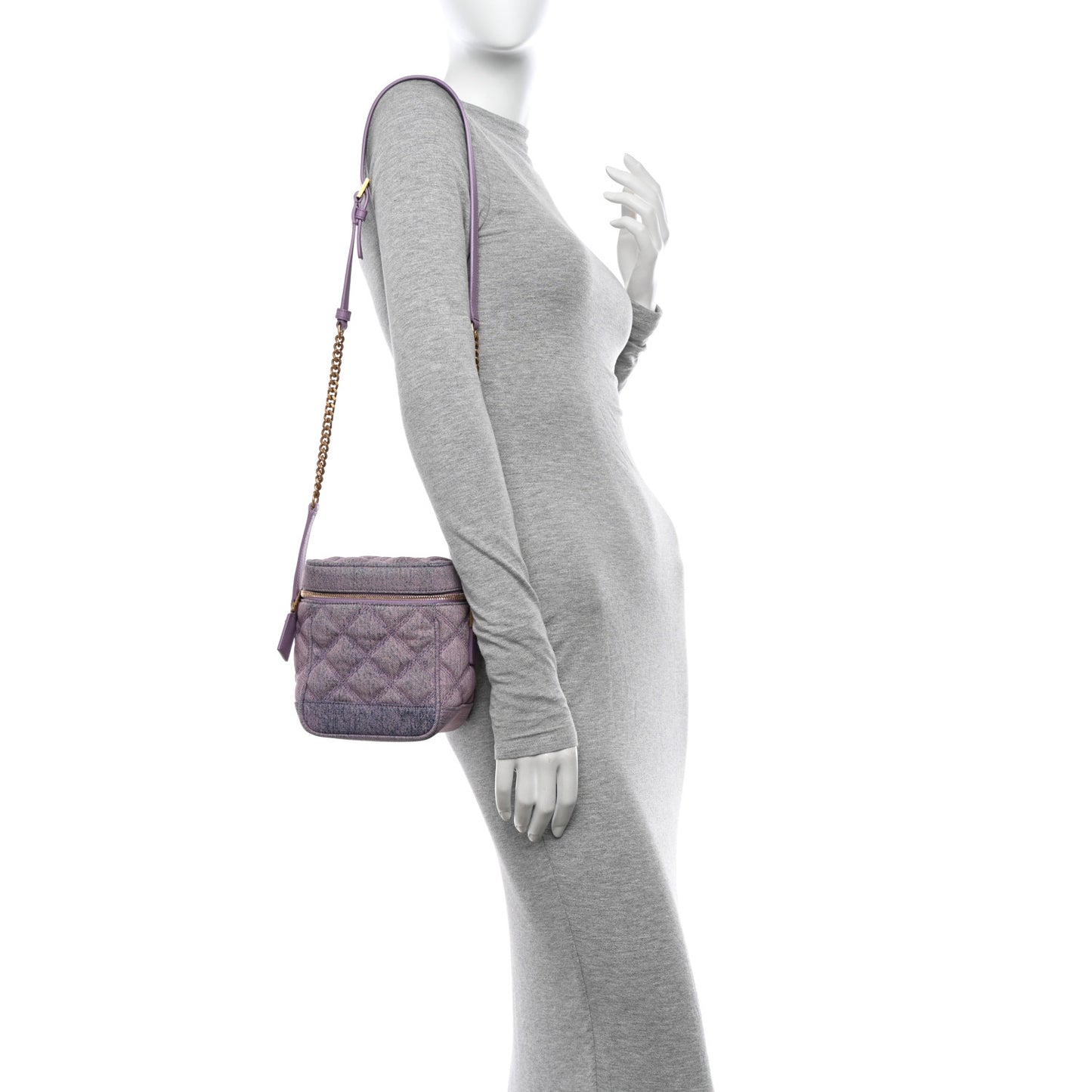 Denim Quilted 80's Vanity Bag Bleached Lilac