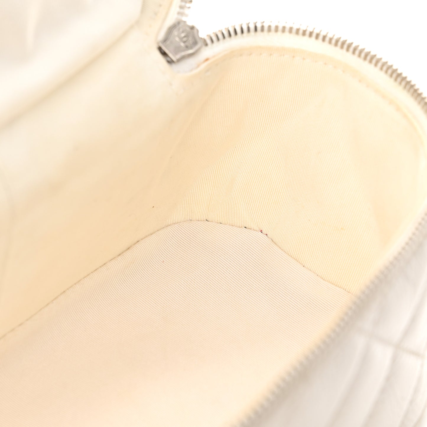 Crumpled Calfskin PVC Quilted Backpack White