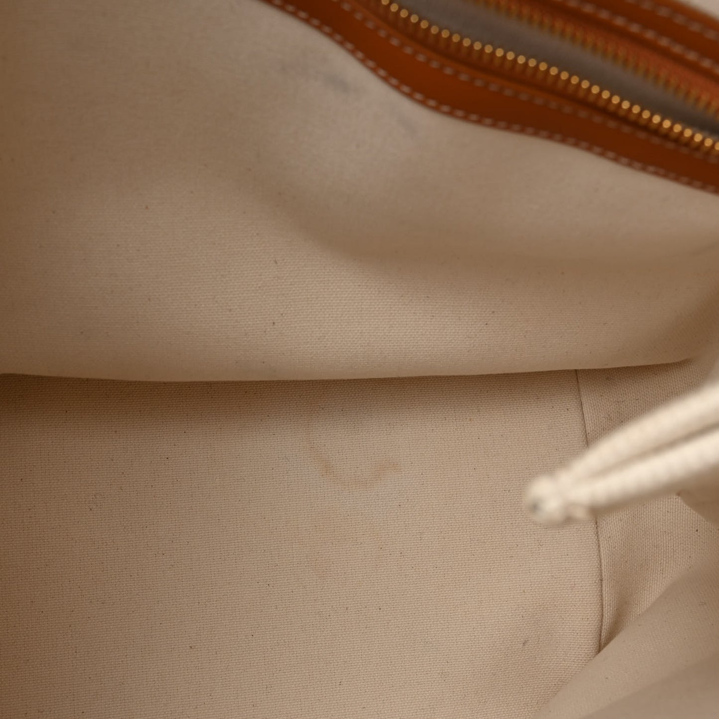 Canvas Calfskin Logo Print Small Horizontal Cabas Natural Tan