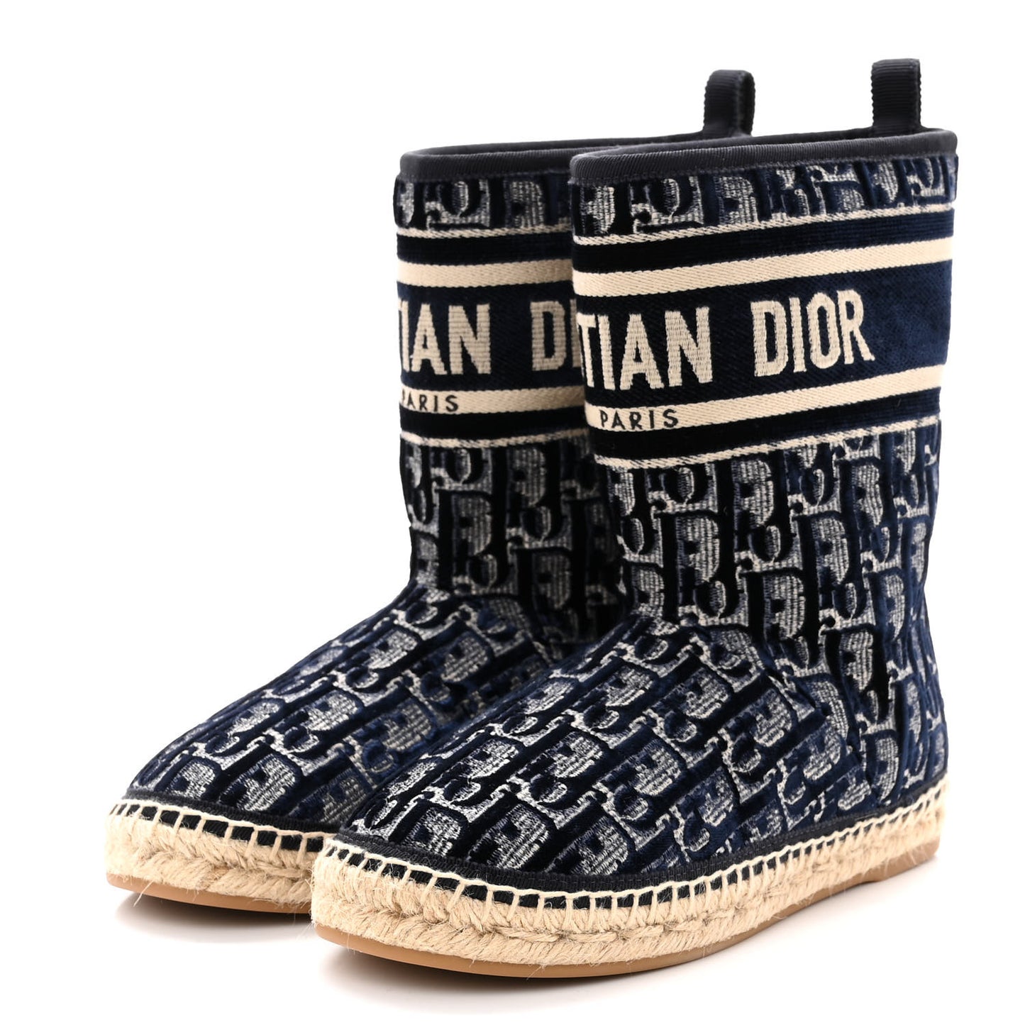 Velvet Oblique Granville Espadrille Boots 35.5 Deep Blue