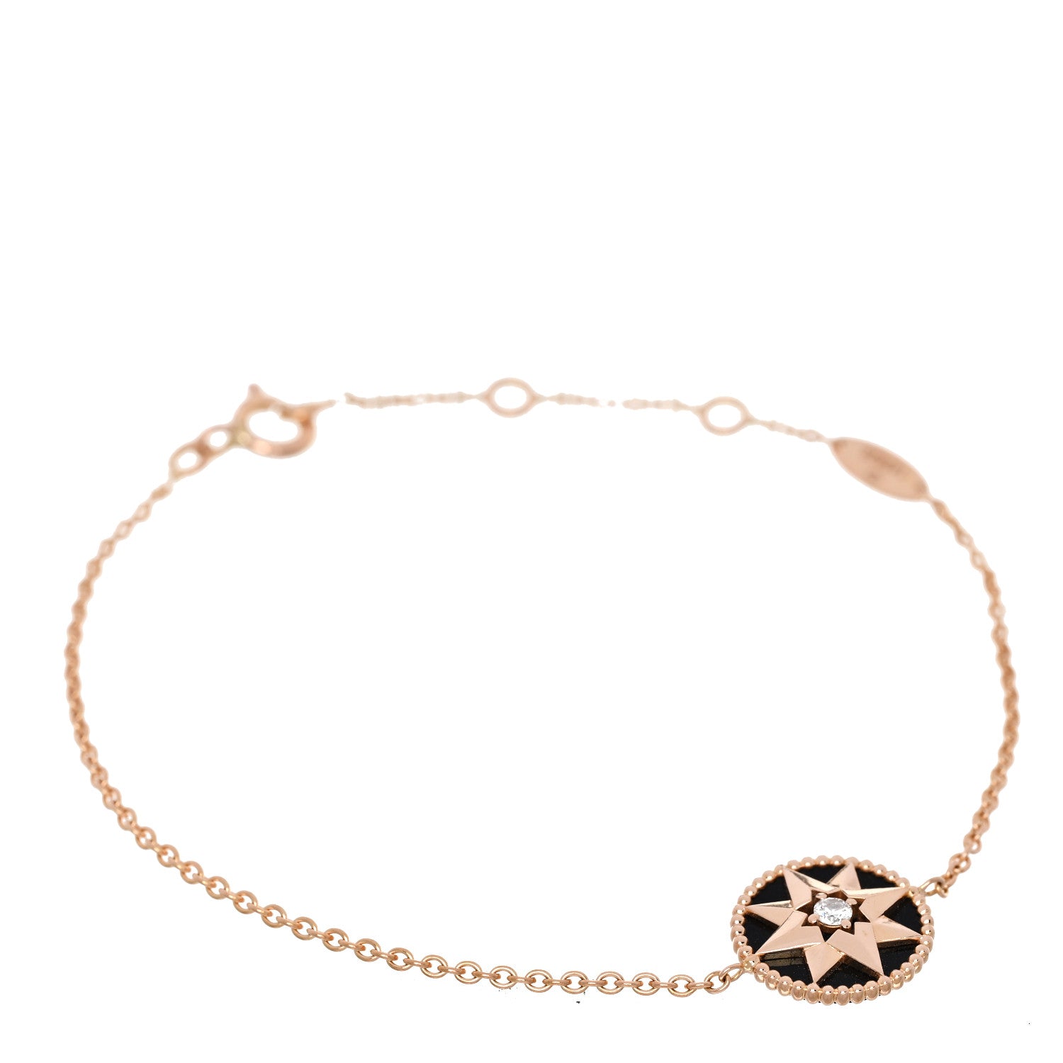 その他 DIOR Christian Dior 18K Rose Gold Diamond Black Onyx Rose Des Vents