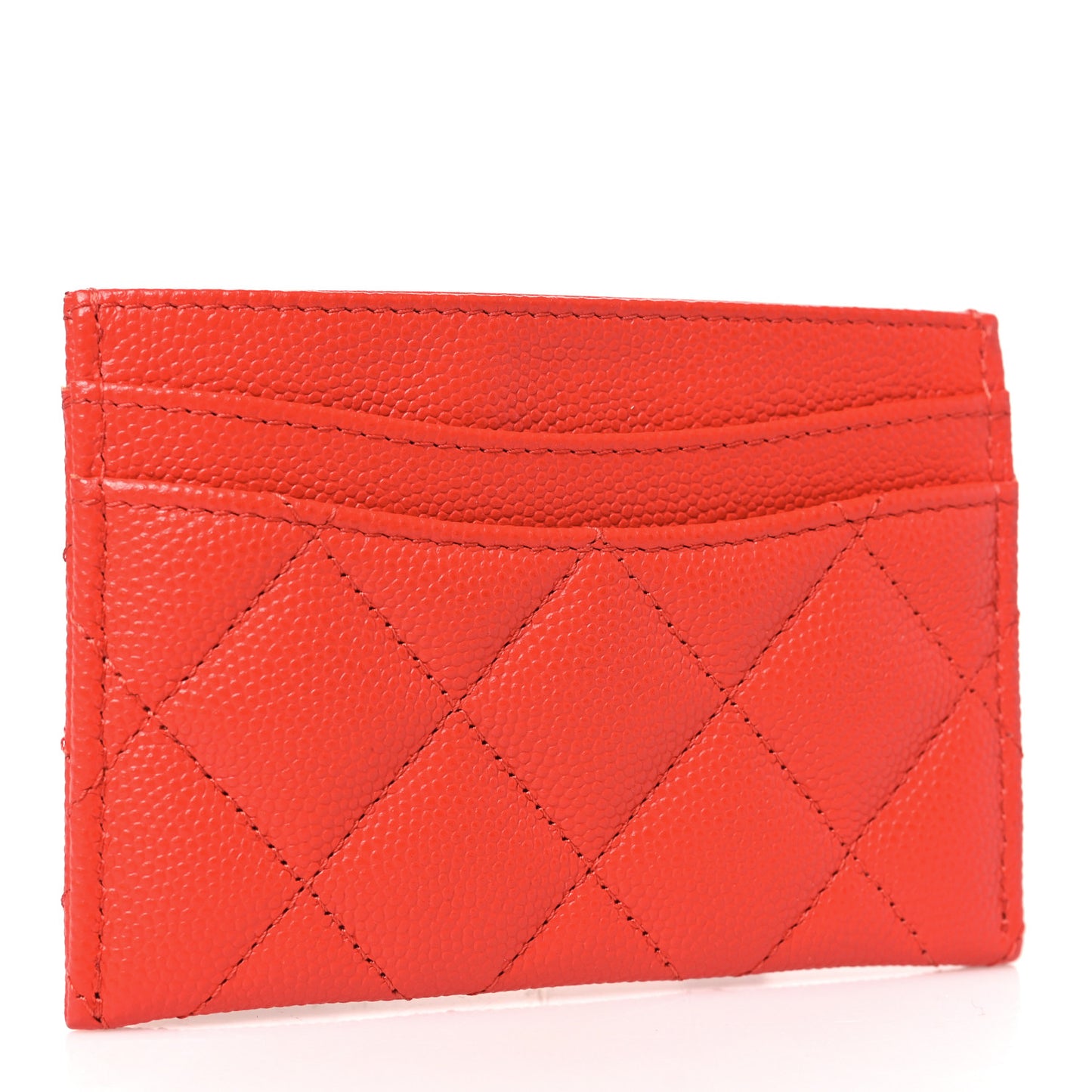 Caviar Quilted Card Holder Red