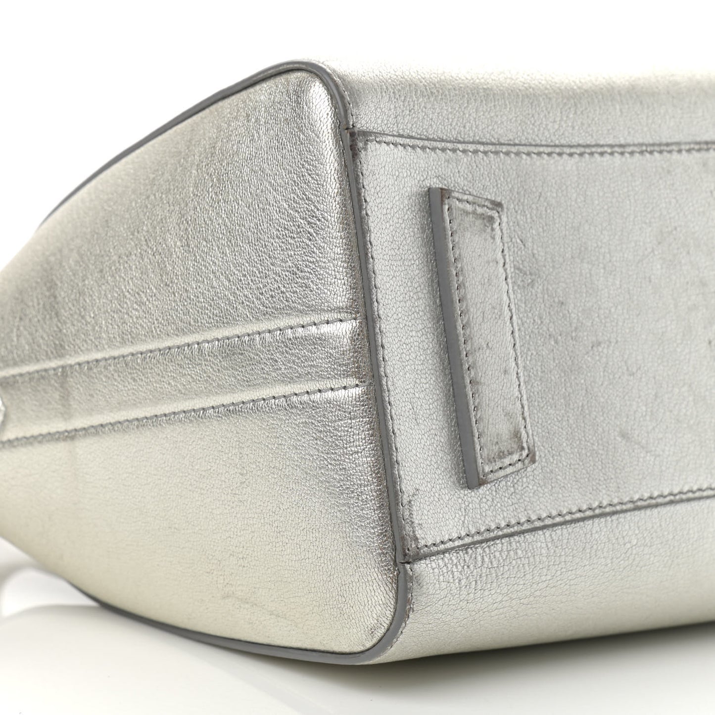 Metallic Sugar Goatskin Small Antigona Silver