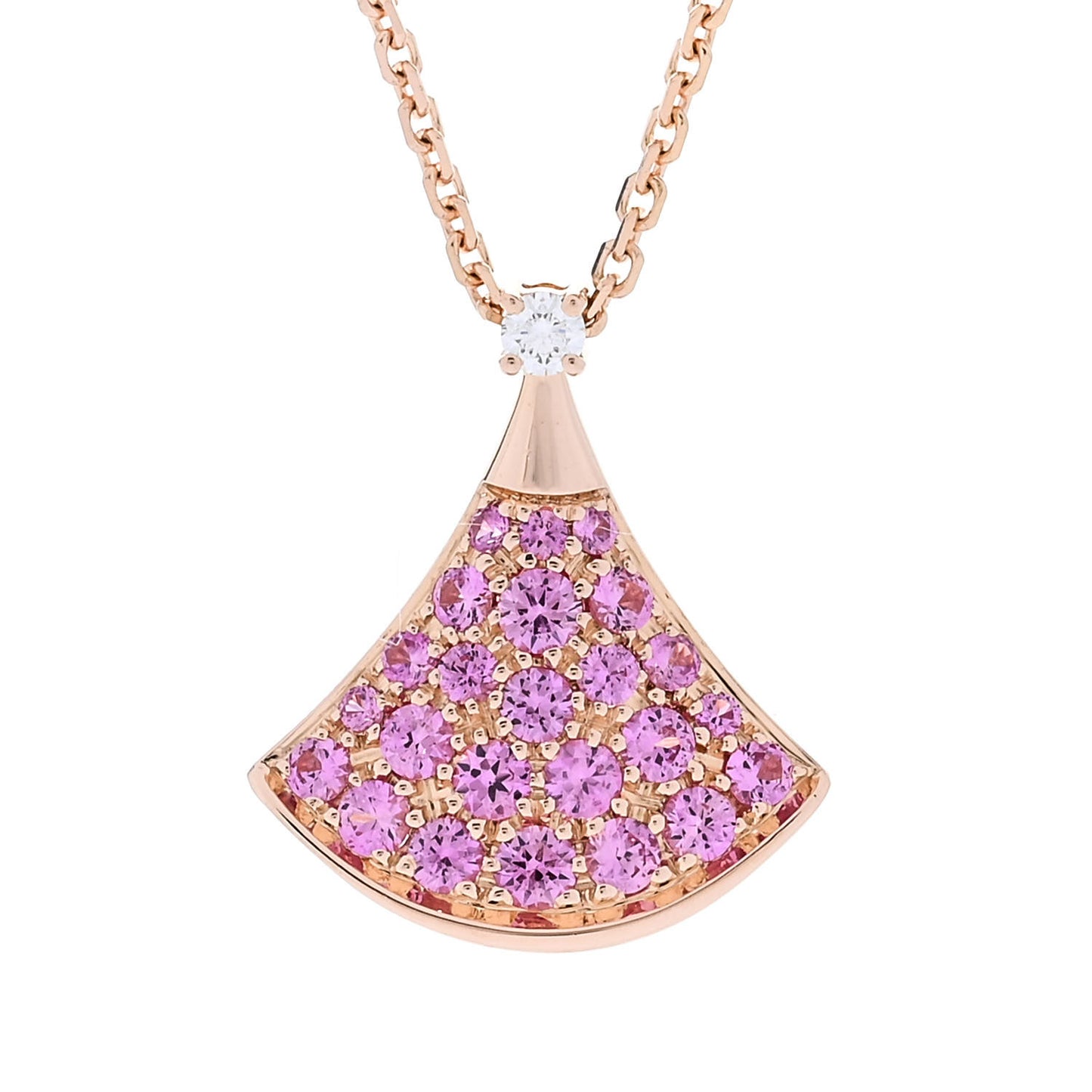 18K Rose Gold Diamond Pink Sapphire Divas' Dream Pendant Necklace