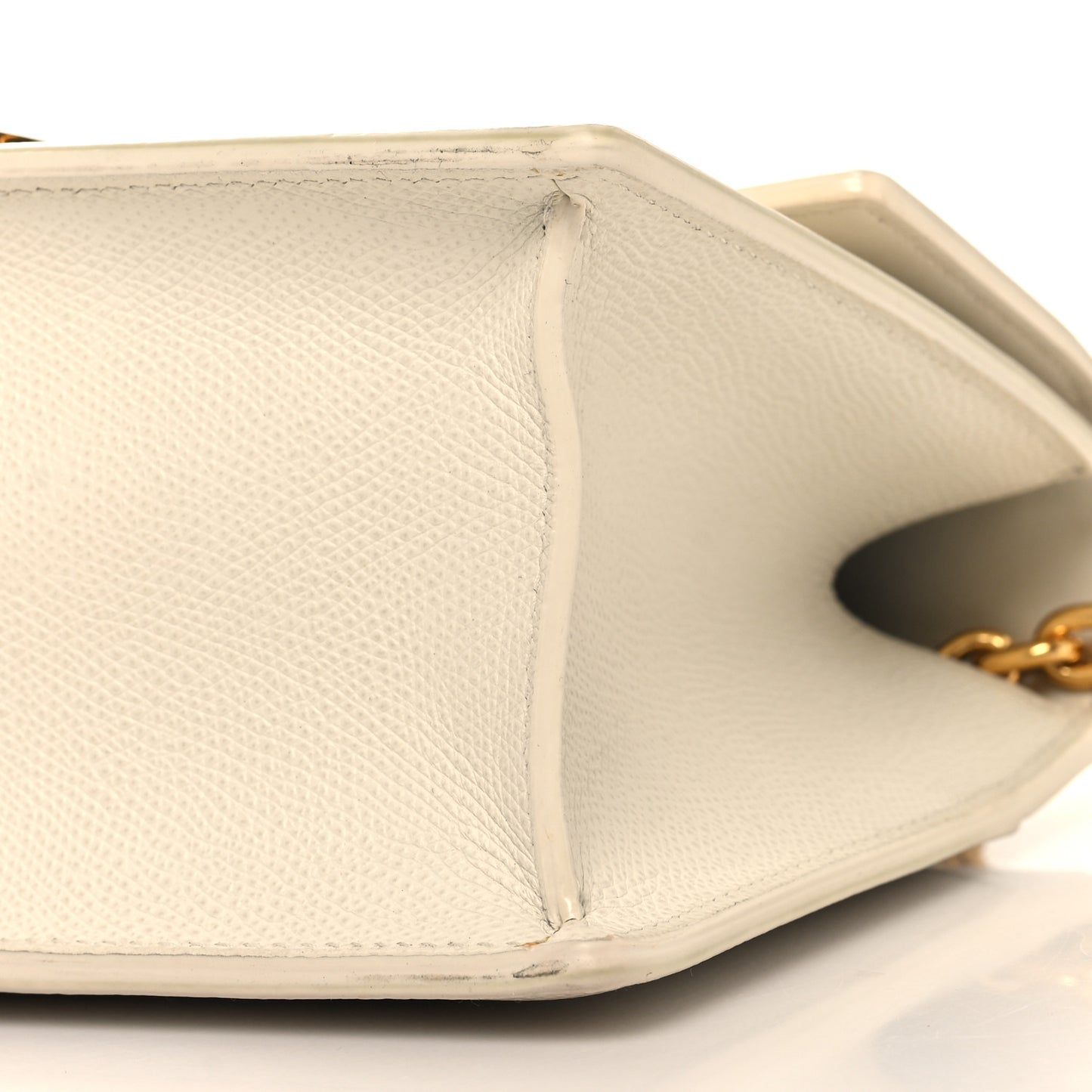 Grained Calfskin 30 Montaigne East West Chain Flap Bag Off White
