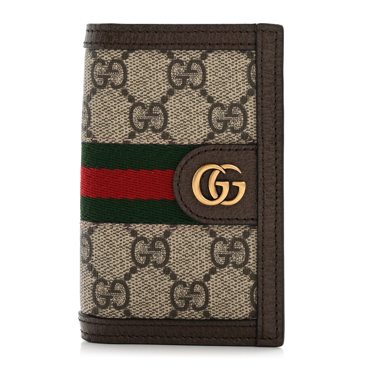 GG Supreme Monogram Web Ophidia Card Case Beige New Acero