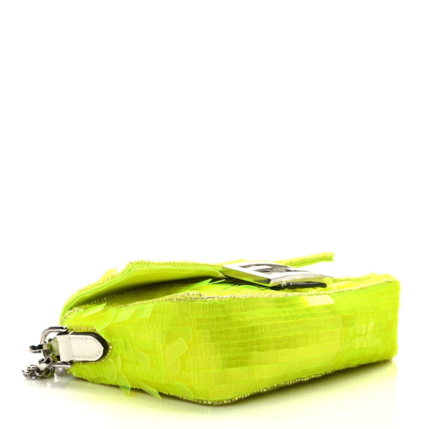 Transparent Paillettes Elaphe Mini Baguette Yellow Fluo Avorio