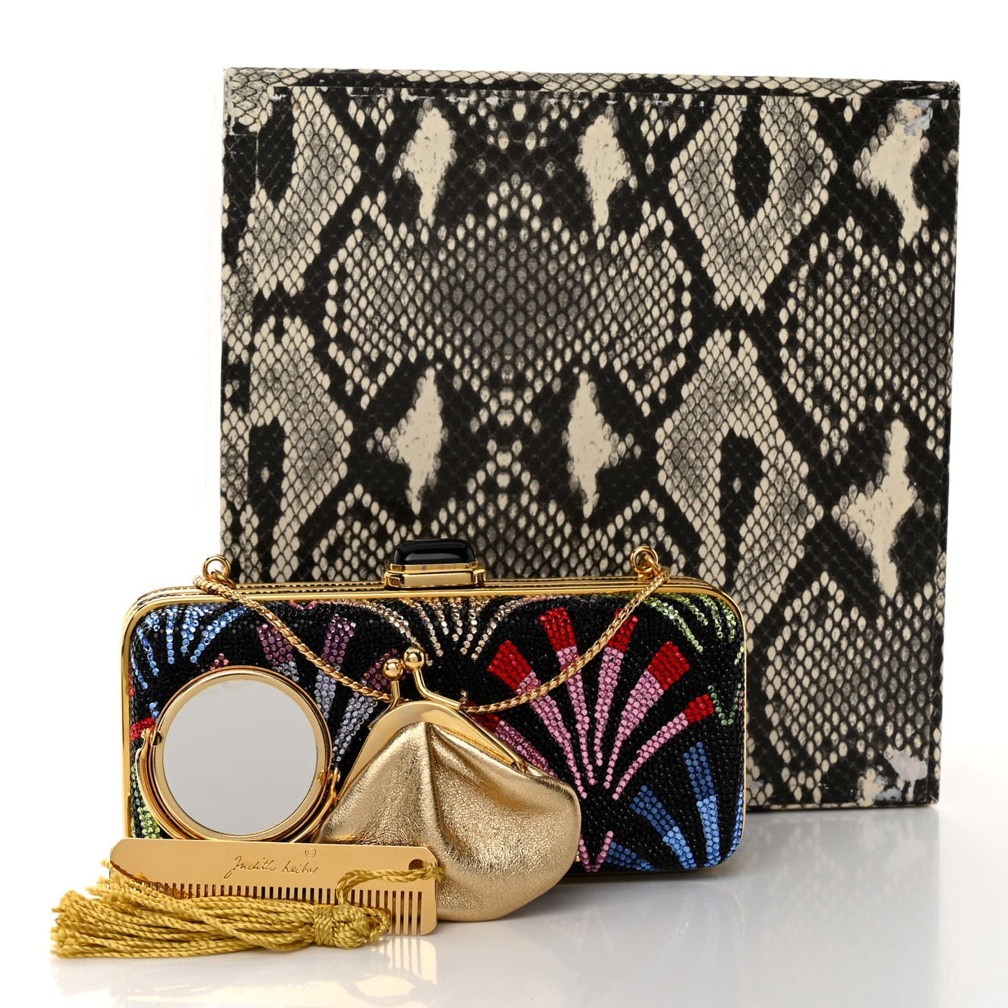 Swarovski Crystal Minaudiere Clutch Black Multicolor