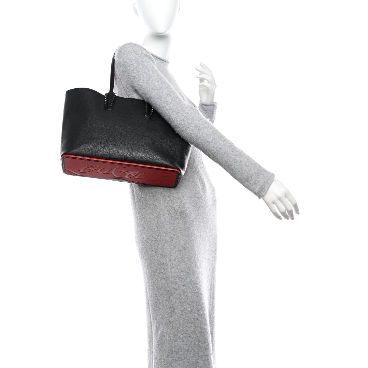 Calfskin Empire Spikes Small East West Cabata Tote Black