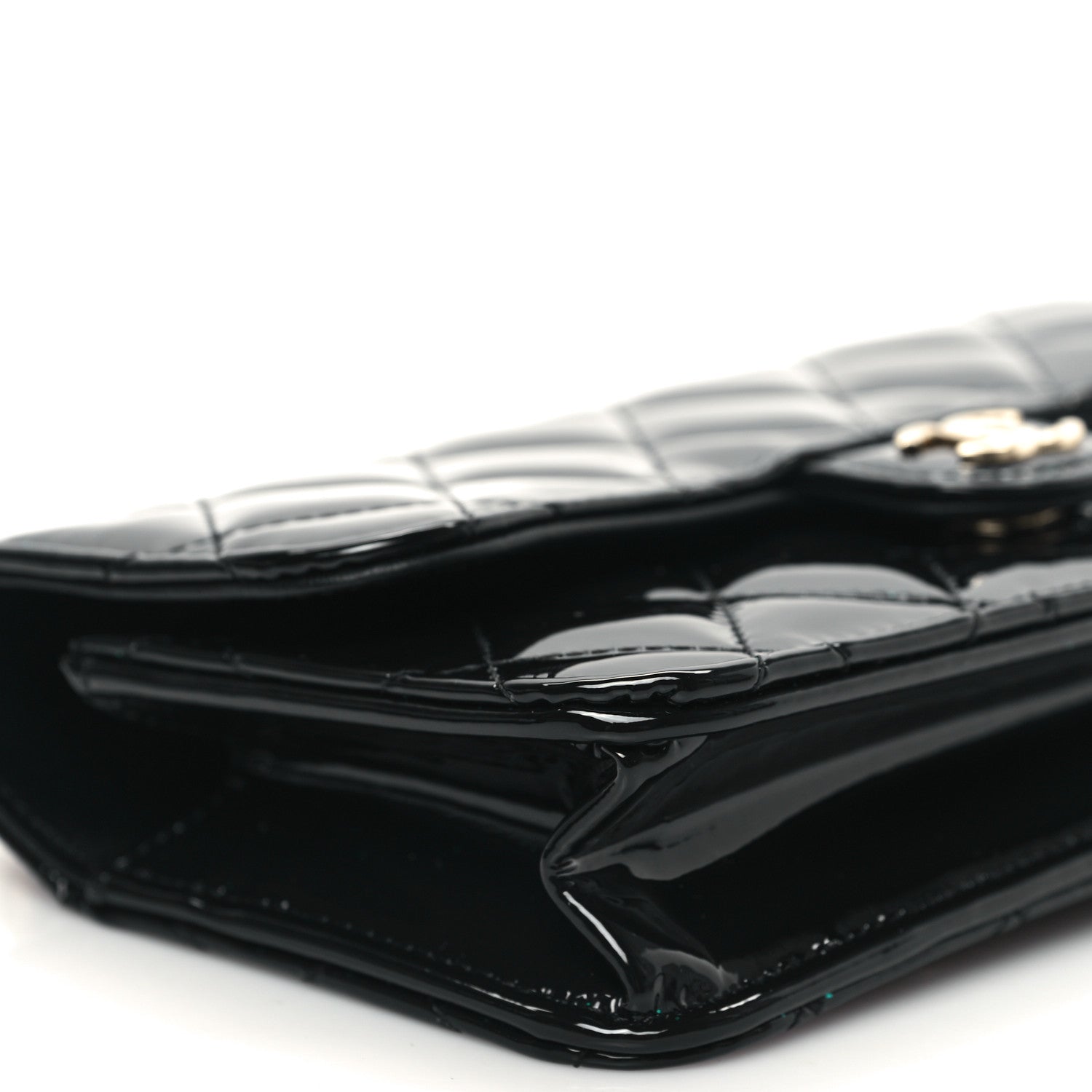 Chanel Patent Calfskin Quilted Flap Phone Holder With Chain Black 10 of 13