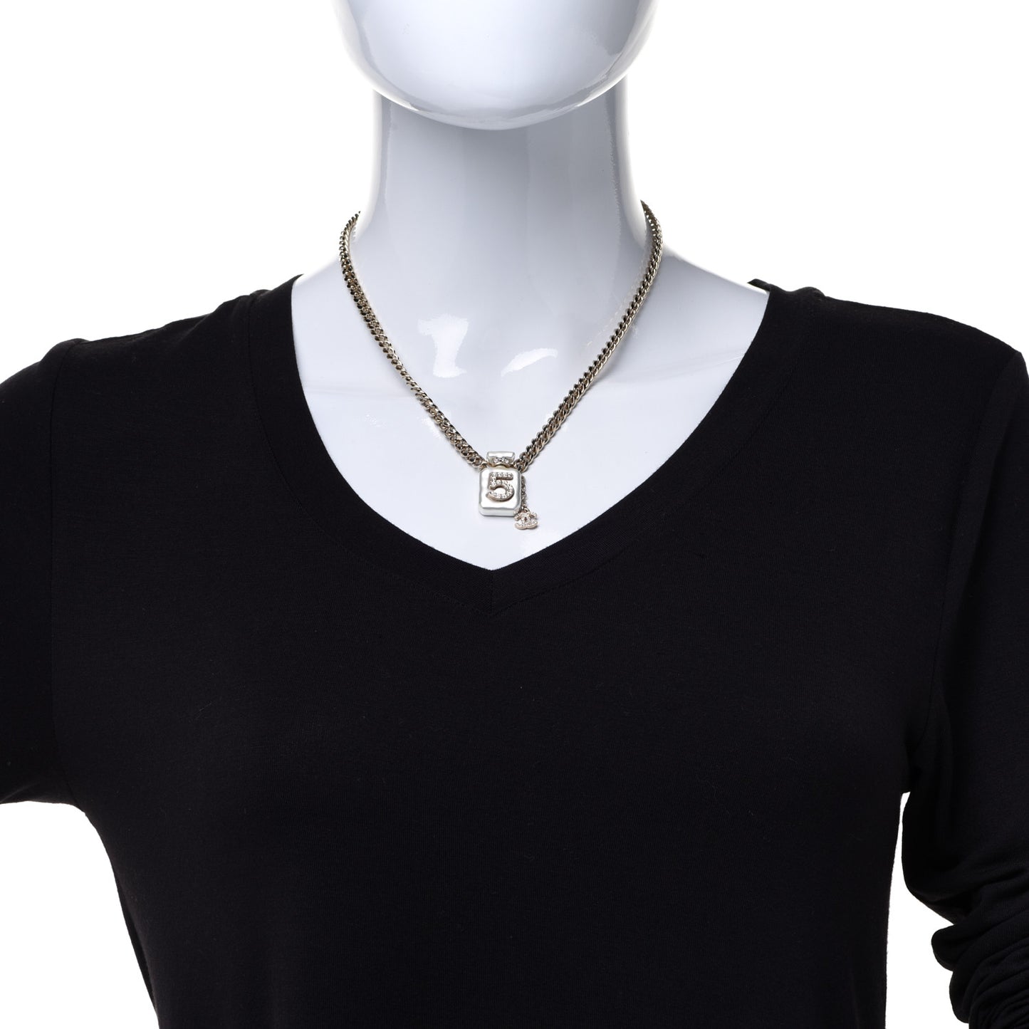 Resin Crystal CC No 5 Perfume Bottle Necklace
