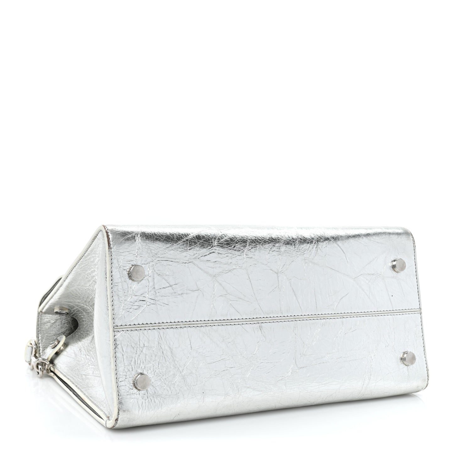 Metallic Calfskin Medium Diorever Flap Silver