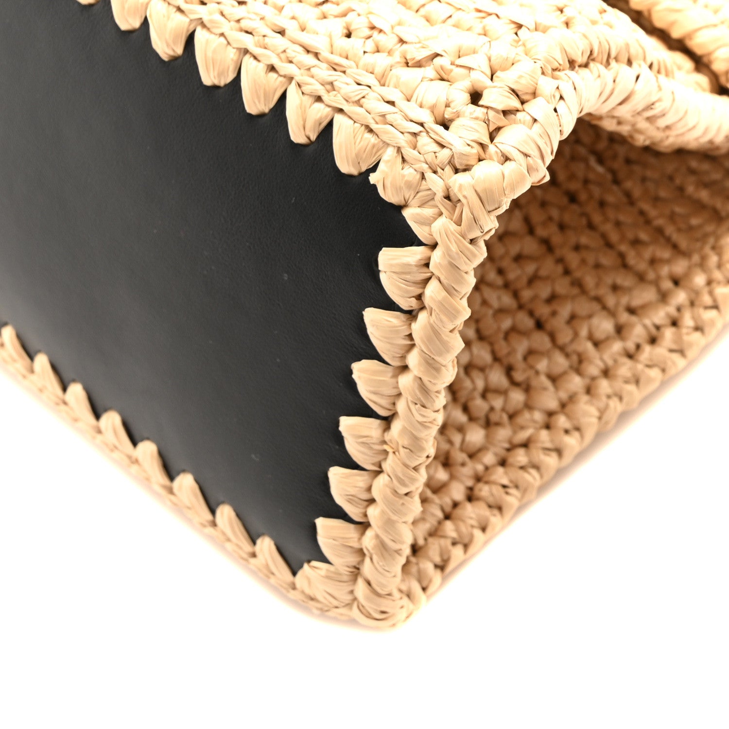 Salvatore Ferragamo Raffia Effect Calfskin XS Hug Bag Natural Black 9 of 9