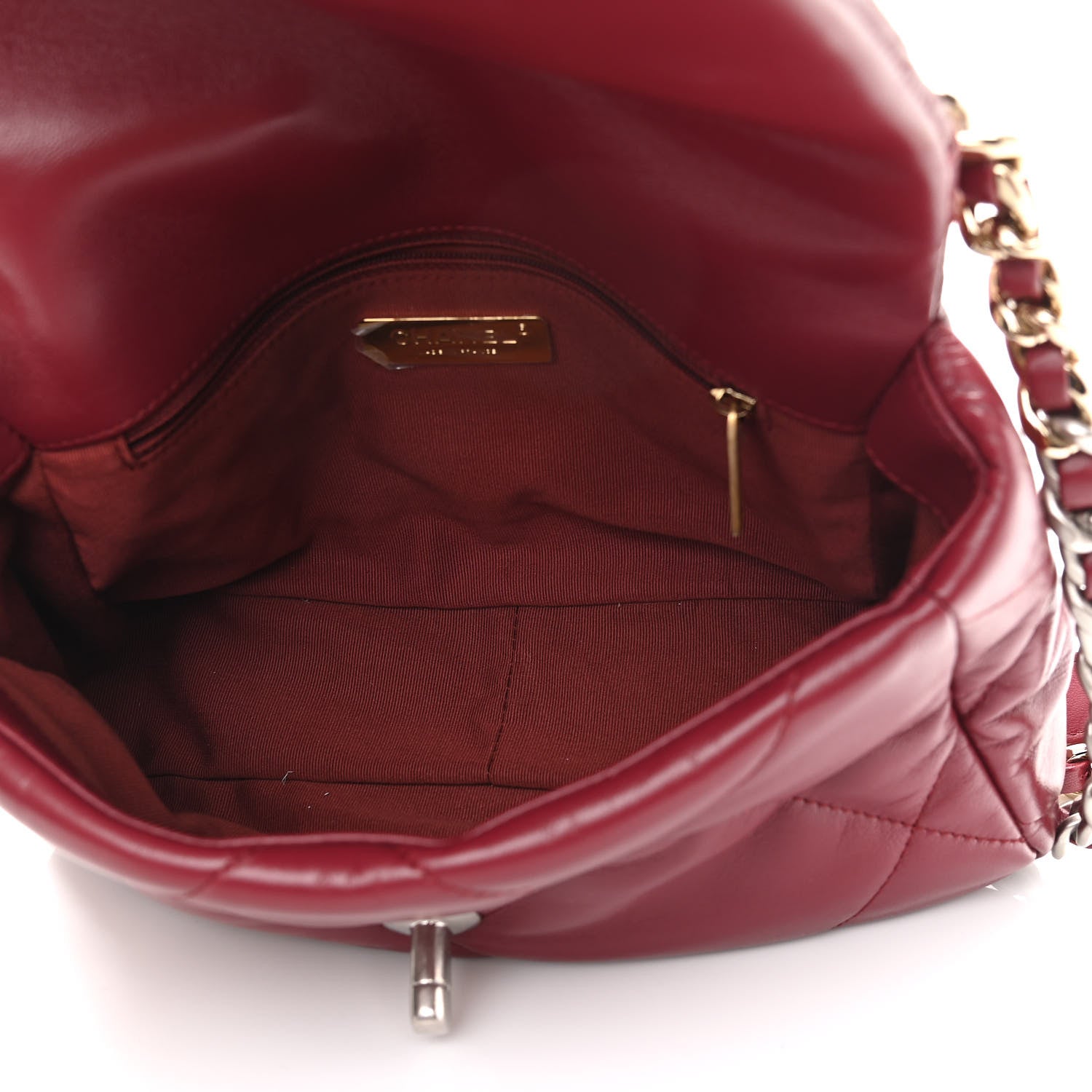 Chanel Goatskin Quilted Medium Chanel 19 Flap Dark Red 5 of 10