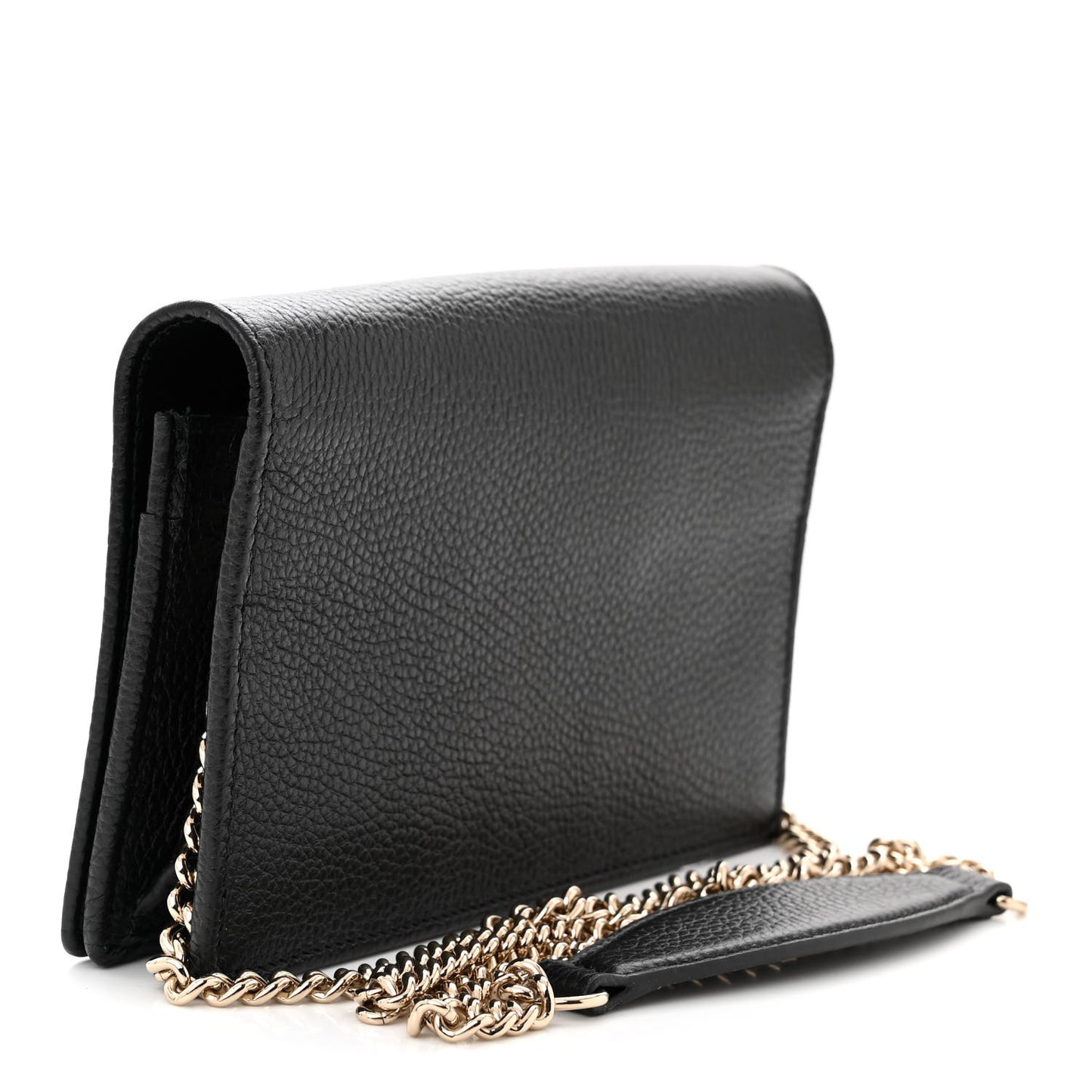 Pebbled Calfskin Soho Wallet On Chain Black