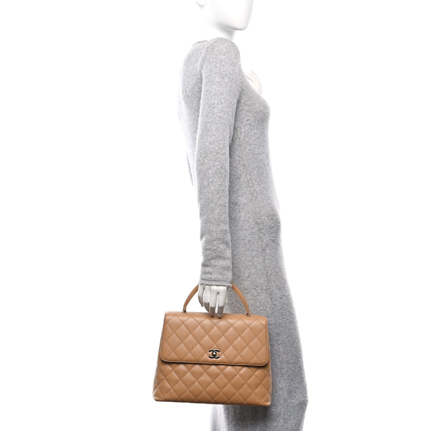 Caviar Quilted Jumbo Kelly Flap Beige
