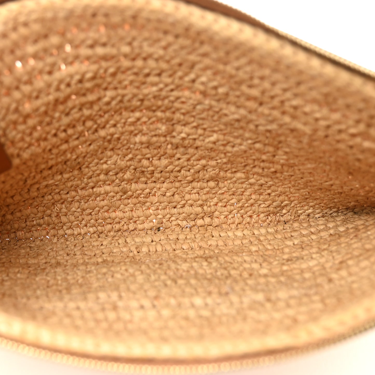 Raffia Calfskin Small Triomphe Pouch Tan