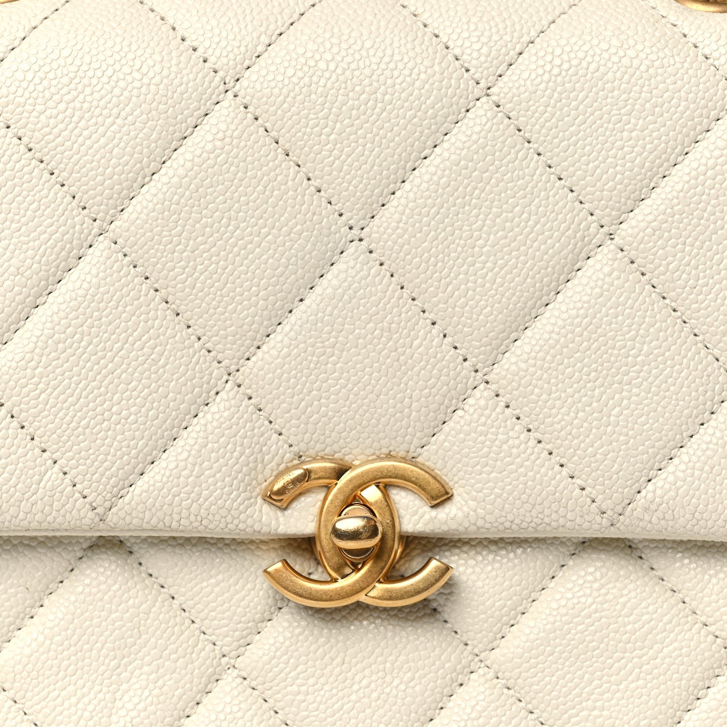 Shiny Caviar Quilted Chain Melody Backpack White