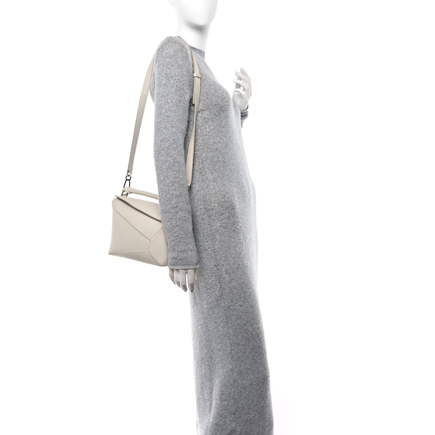 Soft Grained Small Puzzle Edge Bag Soft White