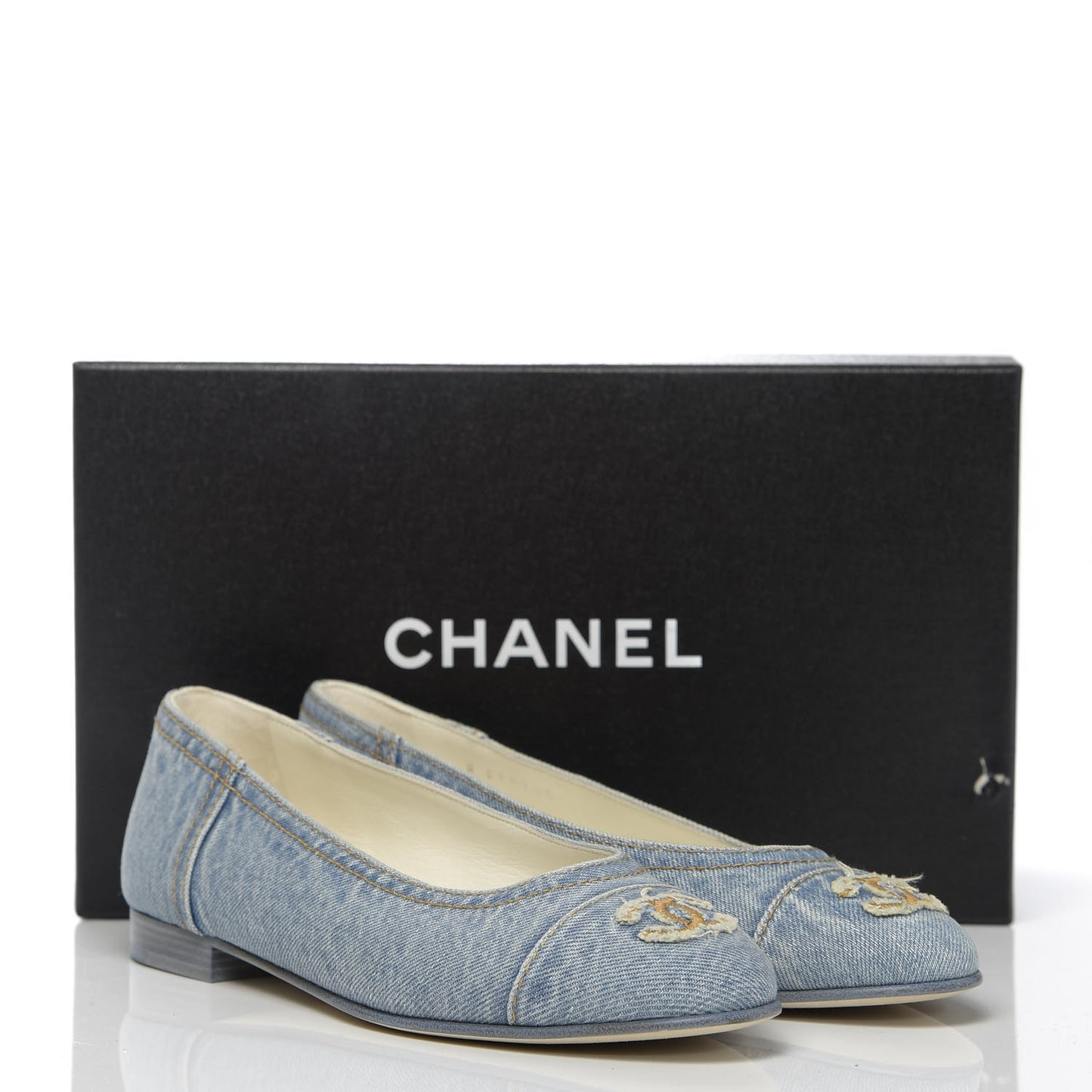 Denim CC Cap Toe Ballerina Flats 38 Light Blue