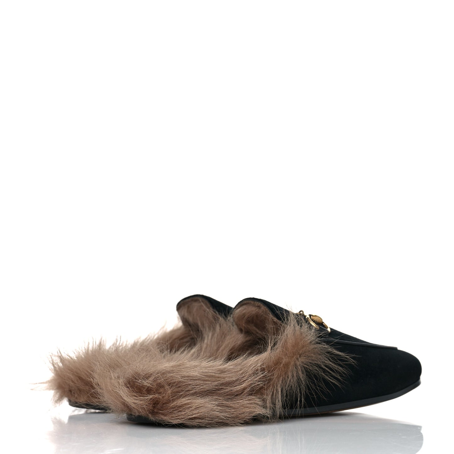 Velvet Fur Womens Princetown Slippers 35.5 Black