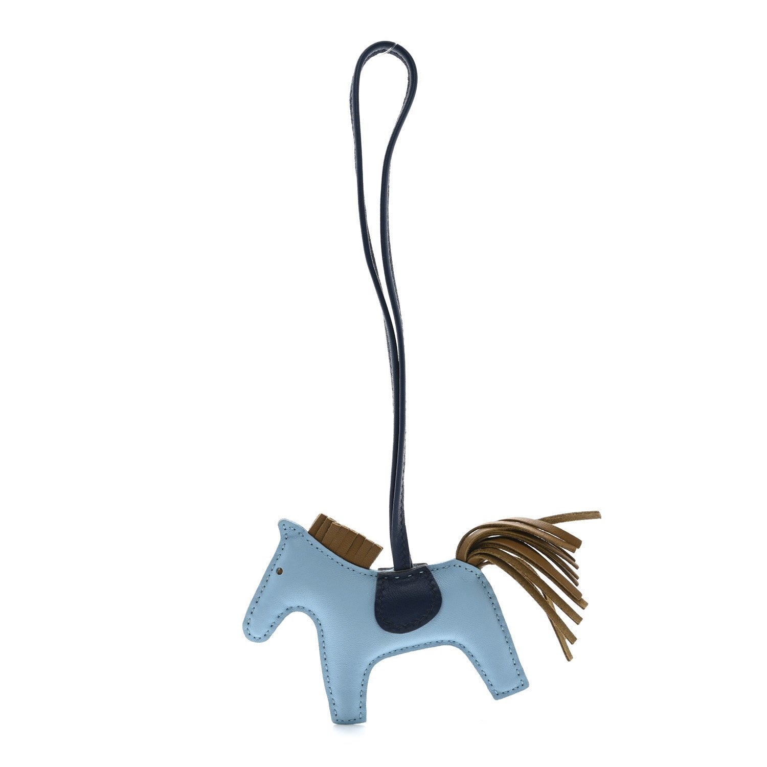 Hermes Milo Lambskin Grigri Rodeo Horse Bag Charm PM Celeste Bleu