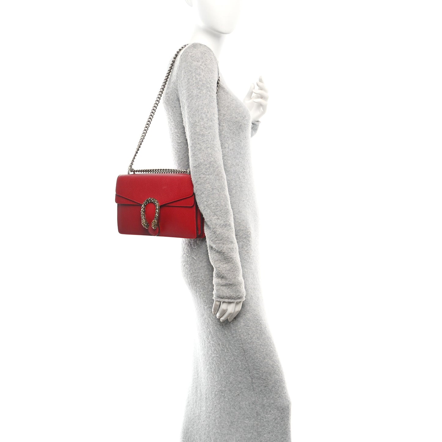 Dollar Calfskin Swarovski Crystal Small Dionysus Shoulder Bag Hibiscus Red