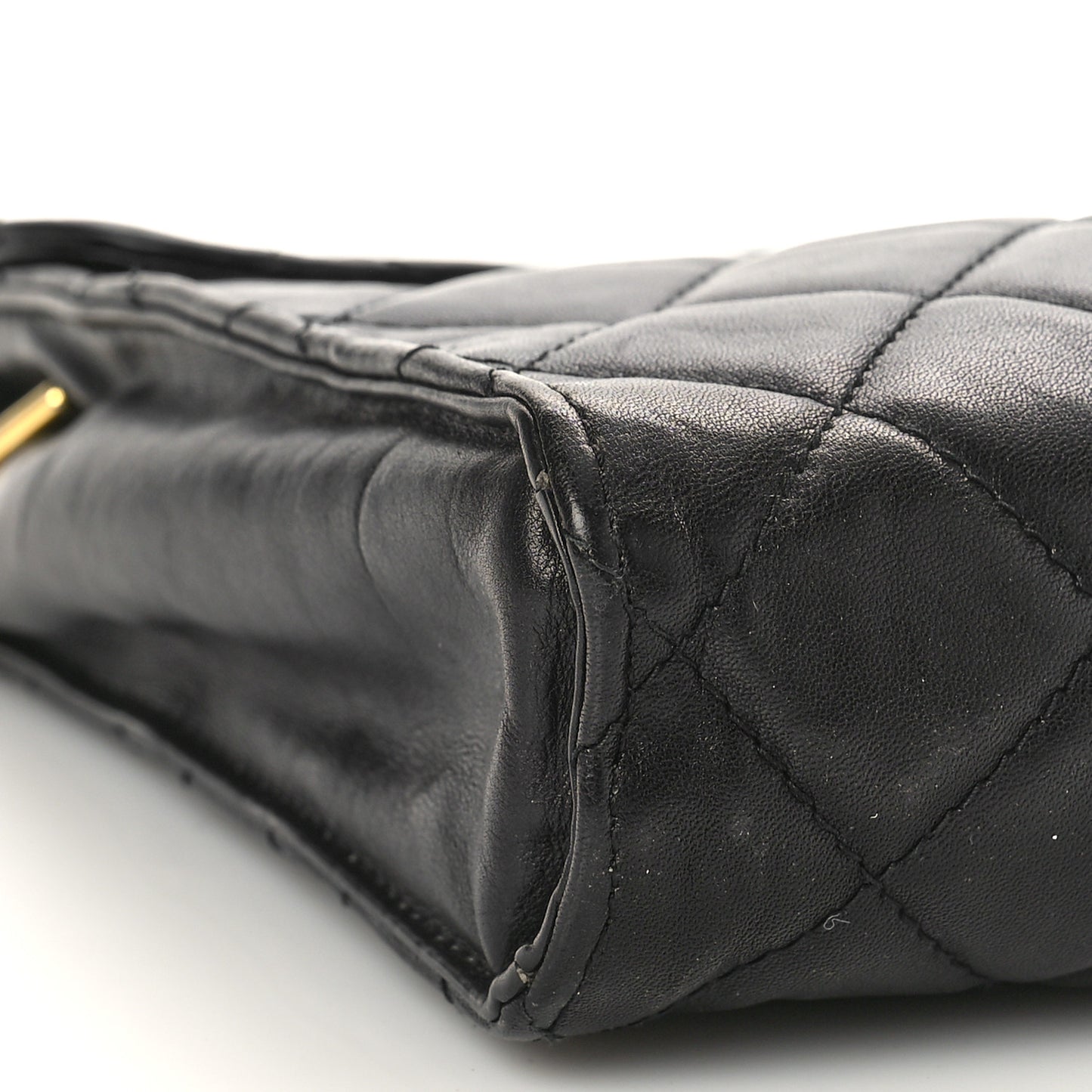 Lambskin Diamond Stitch Envelope Single Flap Black
