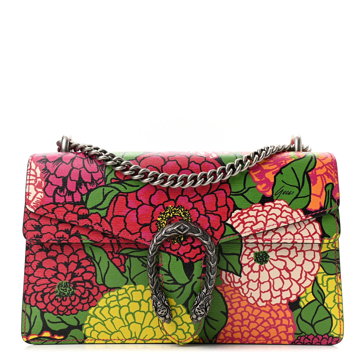 X KEN SCOTT New Shangai Calfskin Pomponica Print Small Dionysus Shoulder Bag Multicolor