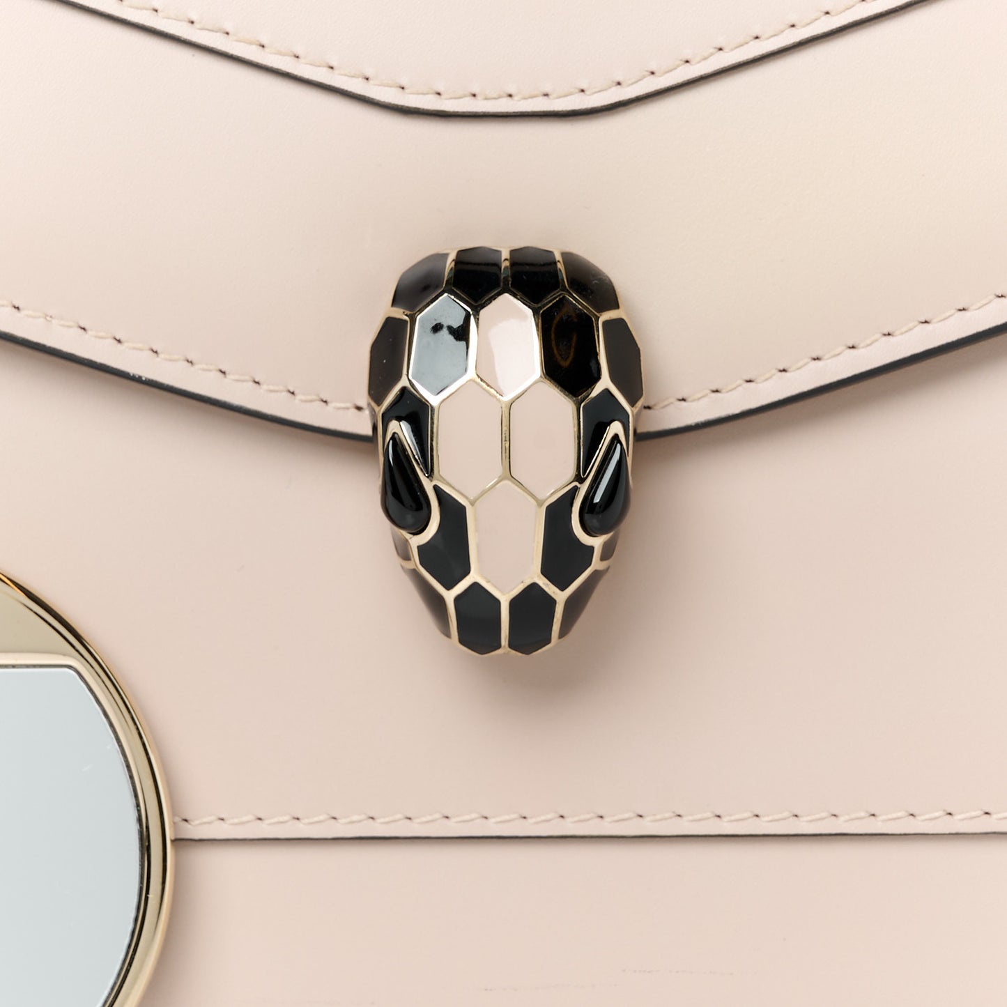 Calfskin Serpenti Forever Top Handle Beige Green