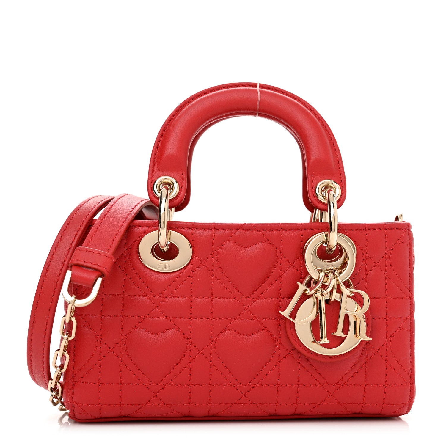 Christian Dior Lambskin Cannage Dioramour Micro Lady D-Joy Red