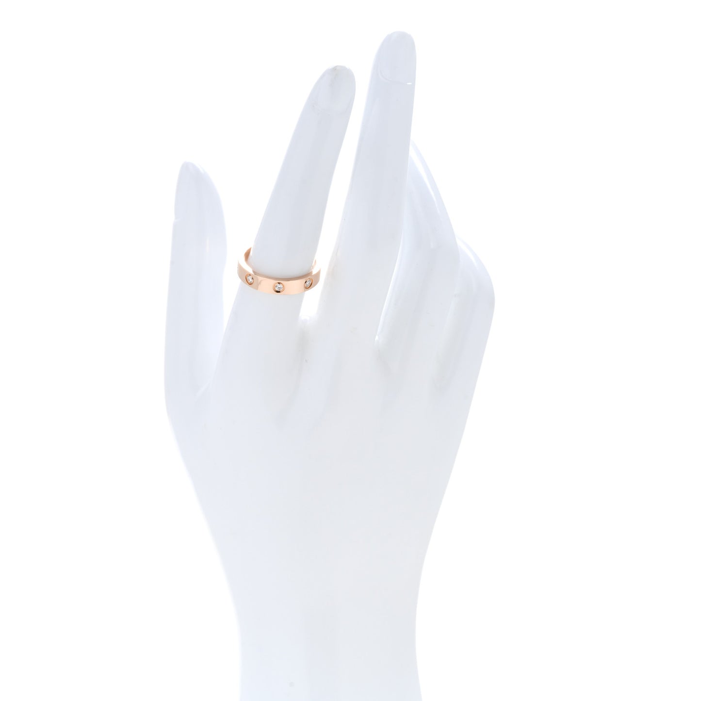 18K Pink Gold 8 Diamond 4mm LOVE Wedding Band Ring 55 7.25