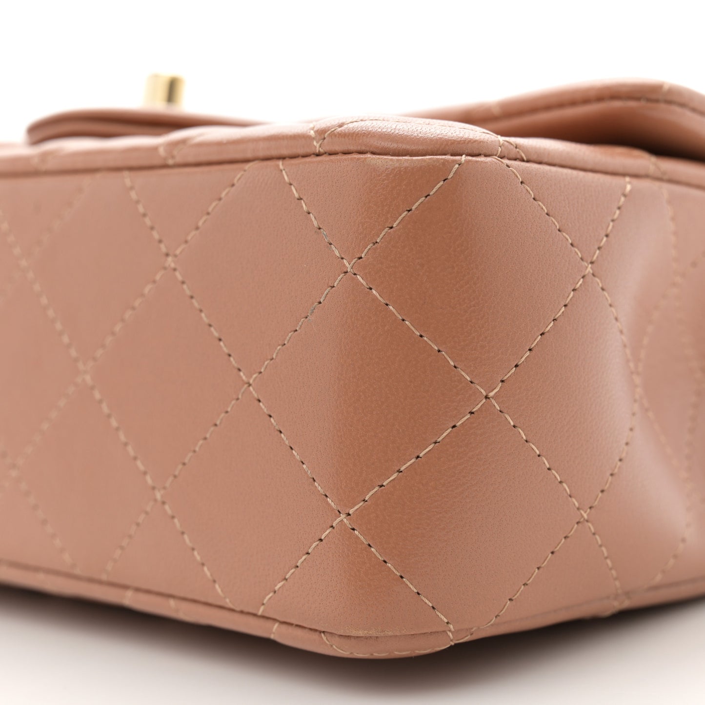 Lambskin Quilted Mini Rectangular Flap Brown